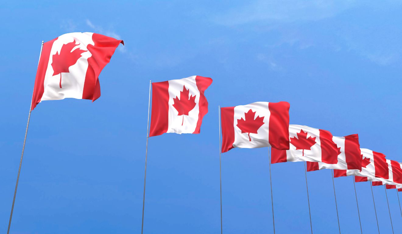 várias bandeiras do canadá